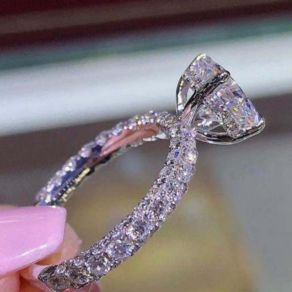 NEW 925 Sterling Silver Oval Cut Diamond Ring - Picture 2 of 3